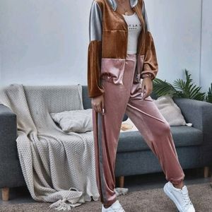 Two Piece Set Y2K Track Suit Velvet - Women's Small